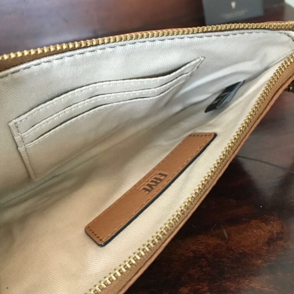 Frye Paige Cognac Leather Fringed Wristlet NWT - Picture 2 of 7